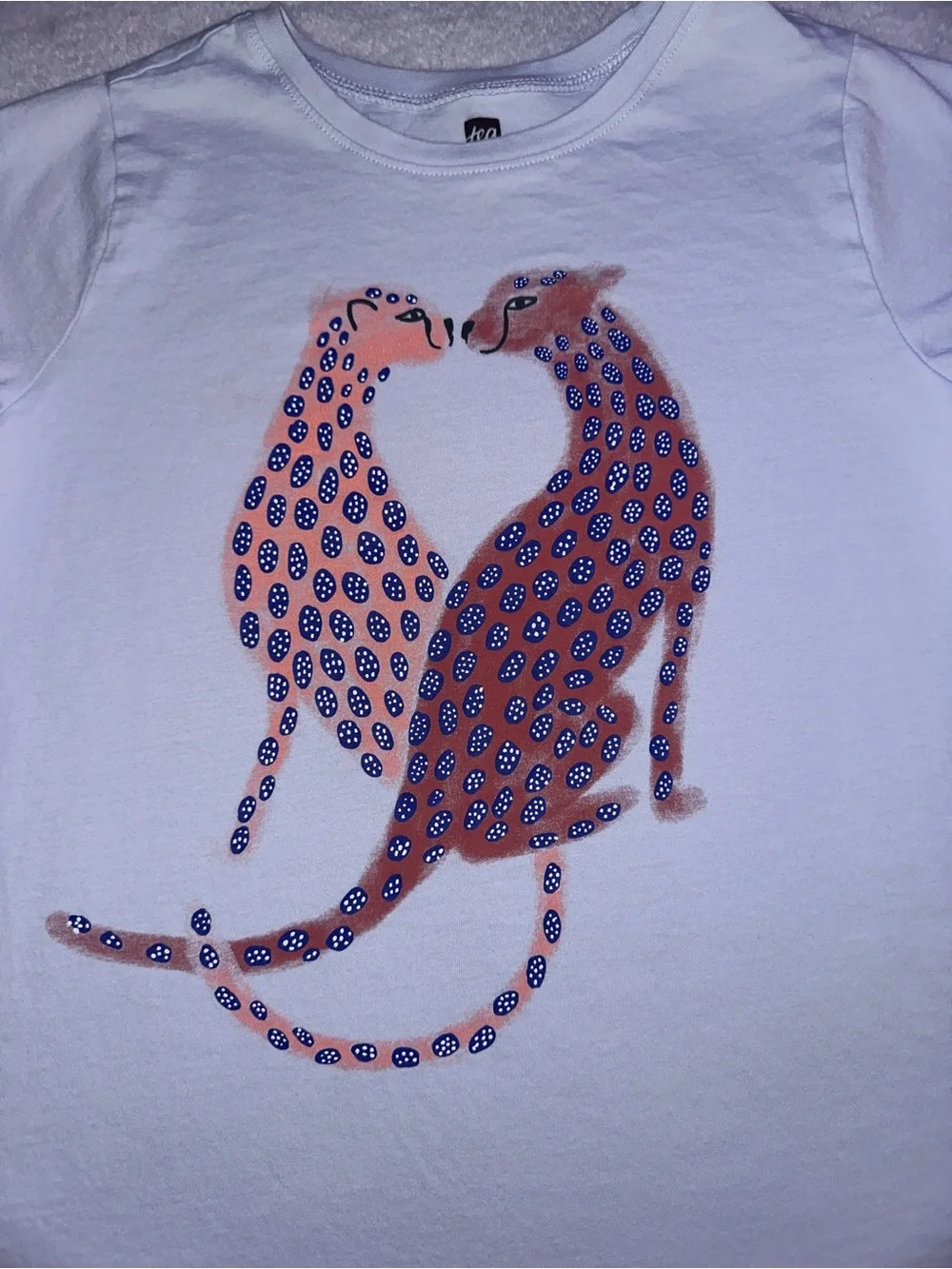 Girls Tea Collection Baby Blue Cheetah Graphic T-Shirt Size 8